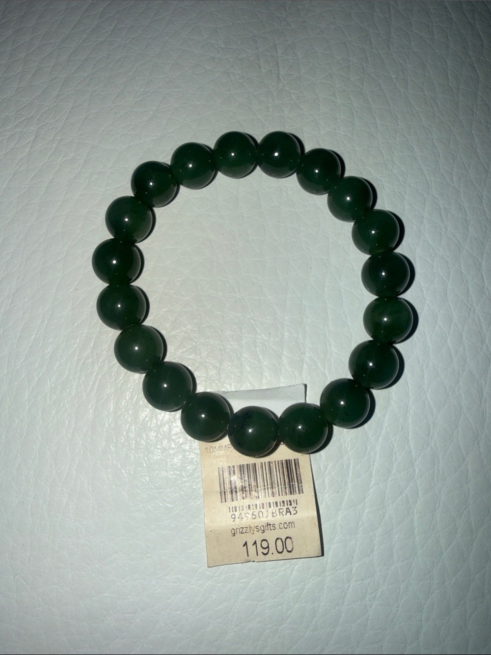 10MM power bead bracelet - Green Beaded Stretch Bracelet - Deep Forest Green